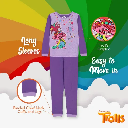 Vista 4 de DreamWorks Conjunto de pijama de algodón de 4 piezas para niña