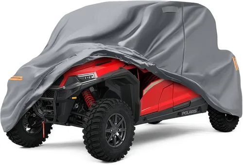 Vista 14 de Funda impermeable UTV compatible con Can-am Defender de 2 plazas, 6 capas para todo tipo de clima, con rejillas de ventilación, cremallera de puerta