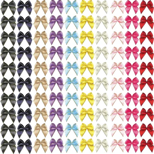 Vista 4 de VIVIQUEN 50 mini lazos de satén de cinta de flores de 0.984 in x 1.024 in, apliques de bricolaje para costura, álbumes de recortes, boda, regalo