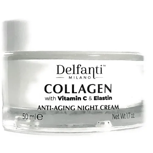 Vista 4 de Delfanti-Milano • COLÁGENO con VITAMINA C & ELASTINA • Rejuvenecedor y Nutritivo • Crema de Noche Antiedad • Hidratante Facial y Cuello • Hecho