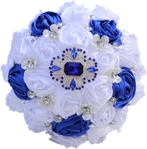 Vista 19 de Ramo de Boda Nupcial Rosa Rubor y Marfil con Broche Dorado Brillante con Diamantes de Imitación para Novia Dama de Honor Quinceañera Ramo de Flores