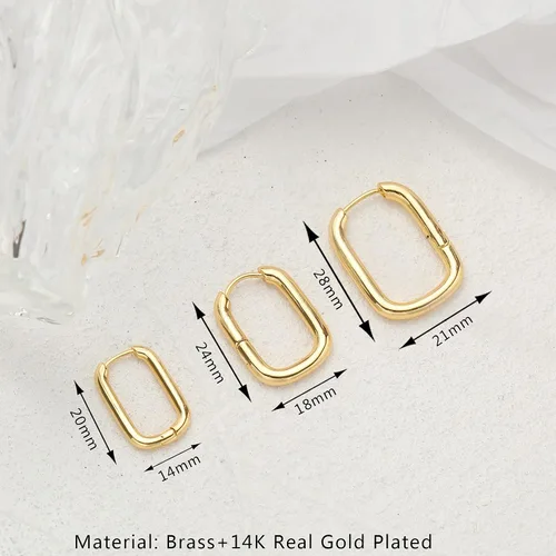Vista 4 de Aretes de aro de oro para mujer, chapados en oro real de 14 quilates, ligeros, gruesos, aretes de aro para regalos