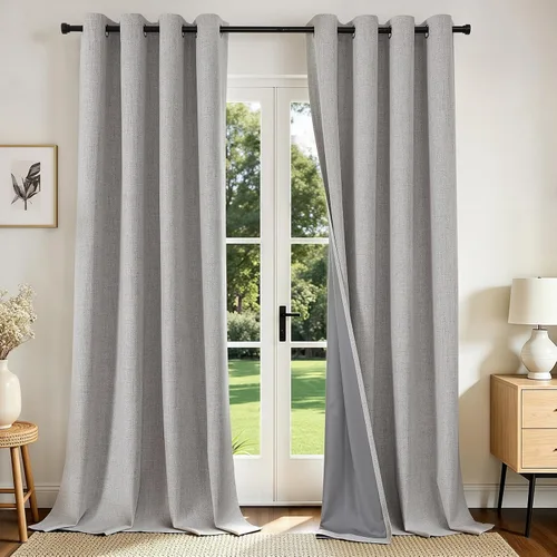 Vista 50 de Joydeco Cortinas opacas de 72 pulgadas de largo, 2 paneles burg, cortinas de oscurecimiento de habitación para dormitorio, cortinas térmicas Negro