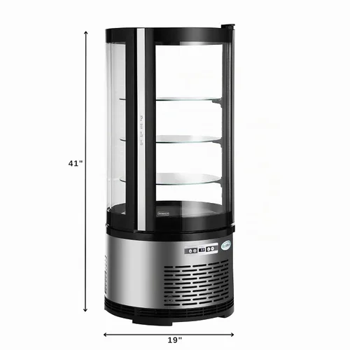 Vista 4 de KoolMore Vitrina de panadería de encimera refrigerada circular de 19 pulgadas con estantes de vidrio en negro (CDUR-3C)