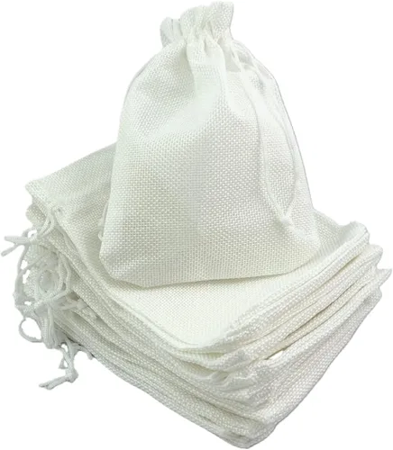 Vista 58 de Palmhomee Paquete de 20 bolsas de regalo de arpillera con cordón, bolsas de joyería de lino, bolsas de yute de boda para joyas y bolsas
