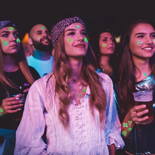 Vista 6 de 370 patrones de recuerdos de fiesta, 36 hojas que brillan en la oscuridad, tatuajes temporales luminosos, suministros de tatuajes falsos