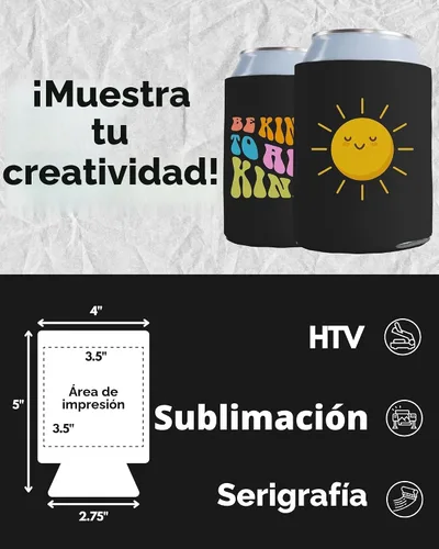 Vista 2 de PartyPrints Paquete de 25 Fundas Negras en Blanco para Enfriar Latas, Espuma Aislante Personalizable a Granel para Cerveza, Soporte de Bebida Liso