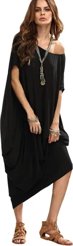 Vista 4 de Verdusa Vestido largo para mujer, con cuello estilo bote amplio, de gran tamaño, caftán, con manga murciélago