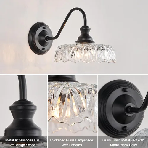Vista 6 de HDDFL Aplique de pared moderno lámpara de mesita de noche lámpara de pared negra mate accesorios de iluminación para recámara accesorios