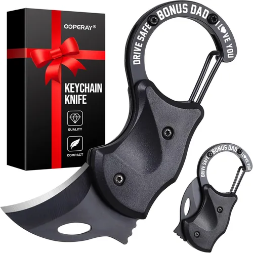 Vista 13 de OOPERAY Regalos para el mejor día del padre, cortador de caja EDC con texto en inglés "To my world's best dad", regalos de cumpleaños del día