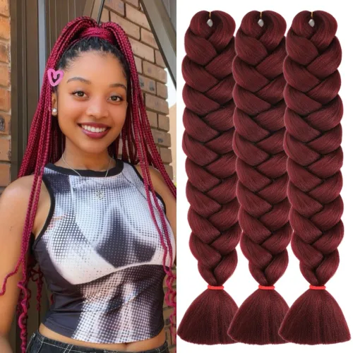 Vista 25 de Pelo corto negro trenzado preestirado de 14 pulgadas para trenzas sin nudos, pelo sintético 1B trenzado para trenzas Bob Box
