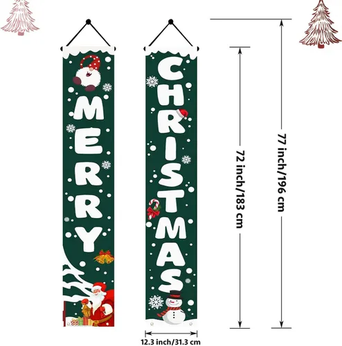 Vista 6 de Decoraciones navideñas para patio al aire libre, juego de letreros para porche delantero, pancarta de puerta, decoraciones colgantes de Feliz