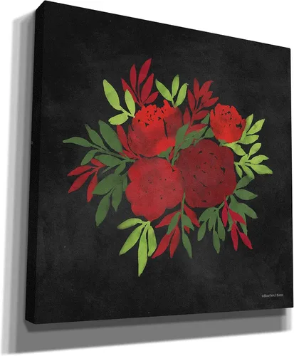 Vista 2 de Epic Graffiti Lienzo decorativo para pared, diseño de flores rojas de Bluebird Barn, 12 x 12 pulgadas