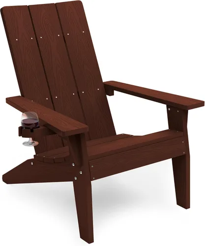 Vista 17 de MXIMU Silla Adirondack moderna resistente a la intemperie con portavasos, sillas de gran tamaño para hogueras Adorondic de plástico al aire libre
