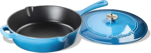 Vista 2 de Cuisinart Freidora de pollo de hierro fundido de 12 pulgadas con tapa, capacidad de 4.5 cuartos de galón, interior esmaltado de porcelana, apta