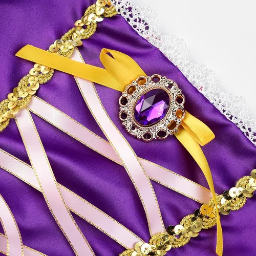 Vista 5 de JerrisApparel Disfraz de princesa para niñas, vestido de fiesta de Halloween con accesorios