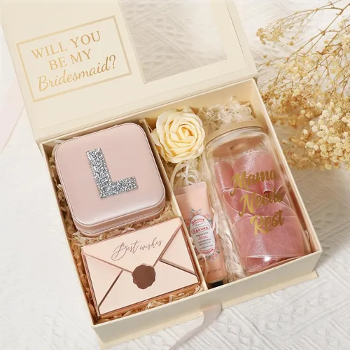 Vista 3 de CHMI Joyero de viaje, regalos de damas de honor, regalos de viaje para mujeres, pequeña caja organizadora de joyas, estuche de viaje para joyería