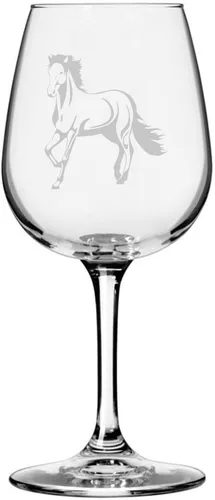 Vista 34 de Abaco Barb Body Horse - Copa de vino grabada multiusos (12.75 onzas) Unique Gifts for Horse Lovers, Personalized Wine Glasses, All-Purpose