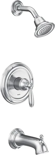 Vista 3 de Moen UT2153EPBN Brantford M-CORE Serie 2 - Kit de molduras para bañera y ducha con 1 mango, requiere válvula, níquel cepillado