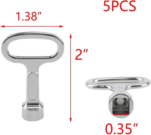 Vista 2 de T Tulead Llave cuadrada de 5 piezas de 2 "x 1.5" Llave cuadrada del agua, llaves de la llave del zócalo de la aleación del cinc, para cajones