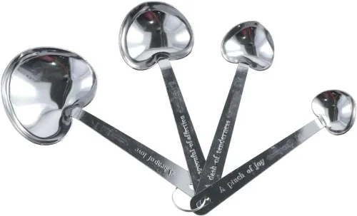 Vista 3 de Leadigol Juego de 12 cucharas medidoras en forma de corazón, cucharas de acero inoxidable para café, azúcar, cucharas de cocina para hornear