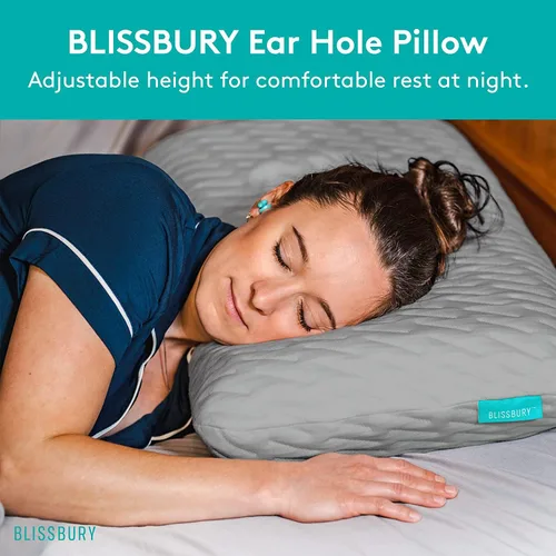 Vista 5 de Almohada para la oreja con orificio para dormir y recuperación Almohada de perforación Diseño ajustable de espuma viscoelástica con orificios