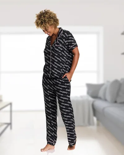 Vista 5 de bebe Conjunto de pijama de dama de honor de 2 piezas para mujer, camisa y pantalones de manga corta con botones