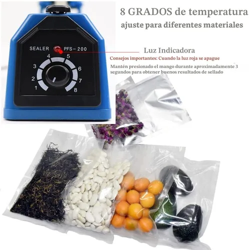 Vista 2 de Sellador térmico por impulsos Bolsas manuales Máquina de sellado por impulso de 8 pulgadas para bolsas de plástico PE PP Bolsas con agarre