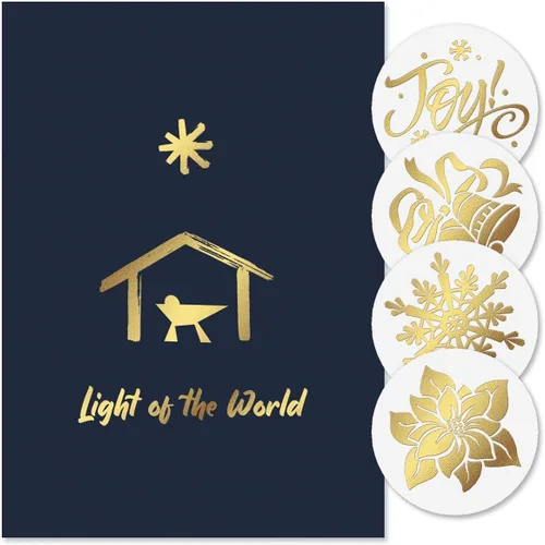 Vista 11 de Tarjetas de Navidad con imágenes coloridas azules de Colorful Images con sellos de sobres a juego, juego de 24 tarjetas, 5 x 7 plegadas, paquete