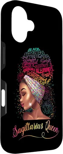 Vista 3 de iPhone 16 Sagittarius Queen Women November December Melanin Birthday Case
