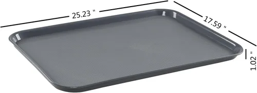 Vista 2 de 6 paquetes de bandejas de plástico grandes grises, bandejas multiusos de 25.23 x 17.59 pulgadas