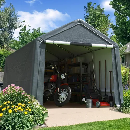 Vista 12 de Quictent Cobertizo de almacenamiento pequeño de 6 x 8 pies, cobertizo portátil para bicicletas, cortadoras de césped, herramientas de jardín, tienda
