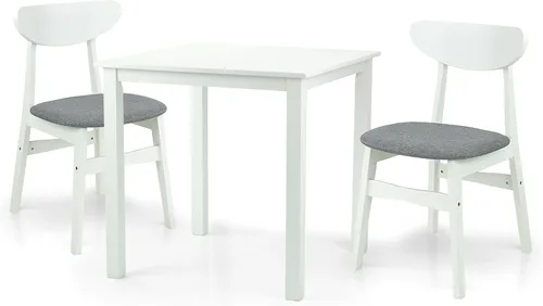 Vista 8 de Mesa de cocina cuadrada de comedor con diseño contemporáneo de madera maciza en acabado blanco