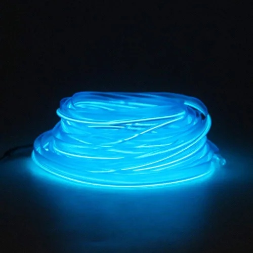 Vista 2 de Cable electroluminiscente de luz de neón de 16 pies y 12 V con protección de fusible para decoración interior de automóvil con borde de costura