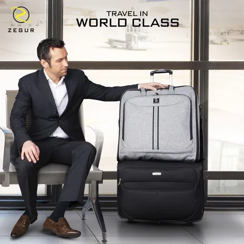 Vista 7 de ZEGUR Bolsa de ropa para viajes y viajes de negocios con correa para el hombro, Gris de lujo.