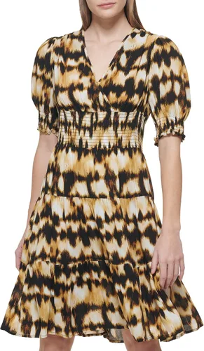 Vista 2 de Calvin Klein Women's Novelty Chiffon Dress with Side Pleated Ruffle