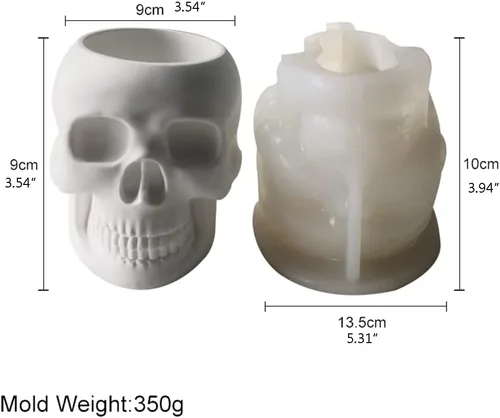 Vista 2 de appuivbt Molde de resina epoxi de calavera para macetas, plantas suculentas, maceta, moldes de cemento, molde de yeso para hormigón, molde
