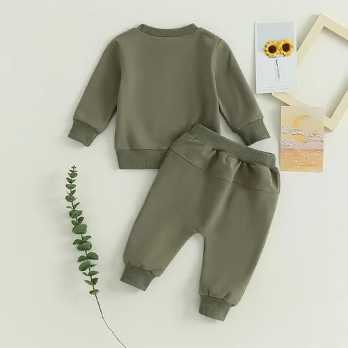 Vista 6 de Conjunto de sudadera de manga larga con cuello redondo y pantalones deportivos para bebés, ropa de invierno para bebé