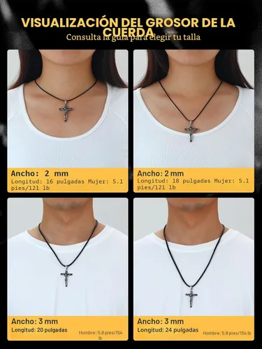Vista 5 de U7 - Collar de cordón de cuero con cierre de acero inoxidable personalizable/negro, cadena de cuerda de cera tejida impermeable de color a. 2MM