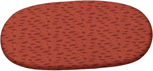 Vista 3 de Mantel ajustable ovalado, color naranja quemado con bordes elásticos y bordes elásticos, para mesa con estampado de pétalos de flores y encaje