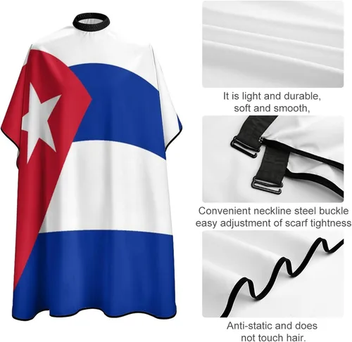 Vista 4 de Bandera de Cuba - Capa de peluquería para adultos, para peluquería en casa, peluquería