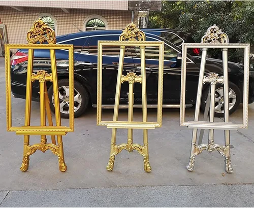 Vista 6 de Fuerte y duradero antiguo oro/plata/blanco 160CM trípode de pintura portátil artista caballete de plástico independiente para Dorado