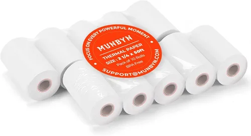 Vista 19 de MUNBYN 2 1/4" x 50' Papel Térmico para Recibos (5 Rollos), Papel de Recibo de 58mm Libre de BPA Se Adapta a Todas las Mini Impresoras Térmicas POS
