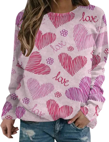 Vista 2 de HUCHPI Sudaderas para mujer, a la moda, holgadas, ajustadas, de manga larga, cuello redondo, cómodas y cálidas