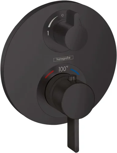 Vista 7 de hansgrohe Ecostat S 15757341 - Moderna válvula de ducha termostática con control de temperatura en cromo negro cepillado