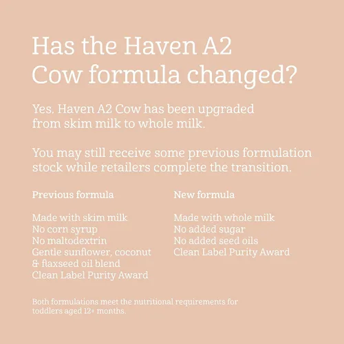 Vista 3 de Haven A2 - Fórmula de vaca y cabra para niños pequeños, leche en polvo para niños pequeños con probióticos, prebióticos, luteína y Omega 3 Dha