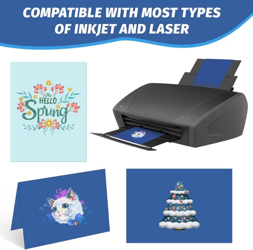 Vista 5 de 80 hojas de cartulina azul de 8.5 x 11 pulgadas, 4 tarjetas de colores azules surtidos de papel de impresora de 65 lb/180 gsm, manualidades Serie