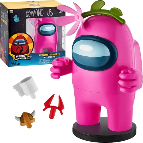 Vista 2 de Among Us Stamper - Figura de personaje de videojuego de 7 pulgadas, color rosa