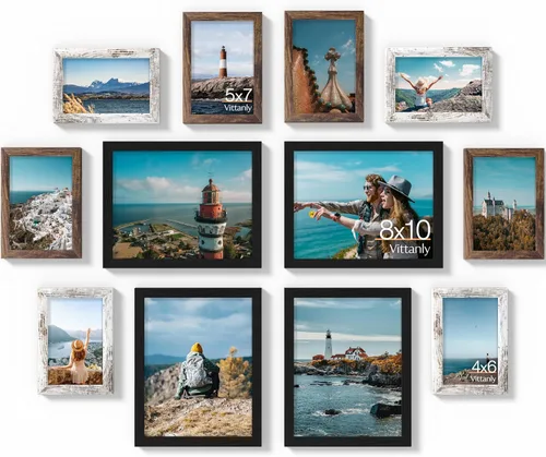 Vista 16 de Vittanly Paquete de 7 Marcos de Fotos, Marcos de Fotos Collage Decoración de Pared para Pared o Mesa, Múltiples Tamaños con 1 Pieza de 11x14