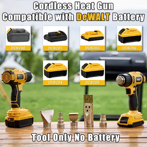 Vista 2 de Pistola de Calor Inalámbrica para Batería Dewalt 20v, Pistola de Aire Caliente de Soldadura de Calentamiento Rápido 350W, Configuración de 2
